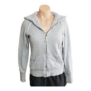 Kirra Womens S Zip Faux Fur Lined Hoodie Sweatshirt Jacket Coat Pockets Gray